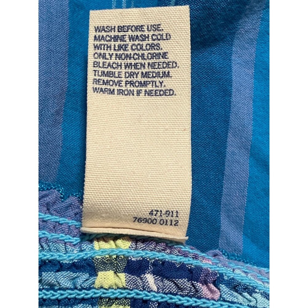 Plaid Smocked Sundress BlueTeal Multicolor Cotton Shirred Bodice Ruffle Hem sz 5 - Picture 7 of 9